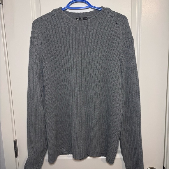 Vintage 100% Cotton Eddie Bauer Gray Ribbed Sweater (large tall) - Picture 1 of 3